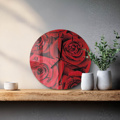 Wanduhr rund Rosen