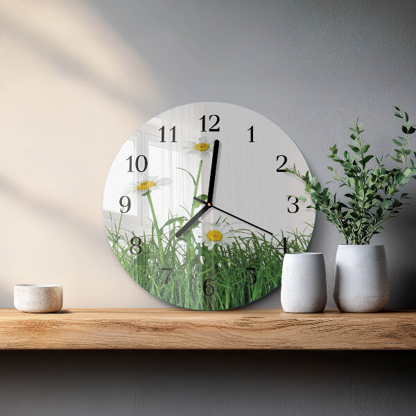 Wanduhr rund Gänseblümchen
