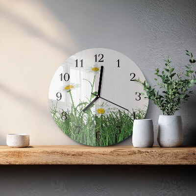 Wanduhr rund Gänseblümchen