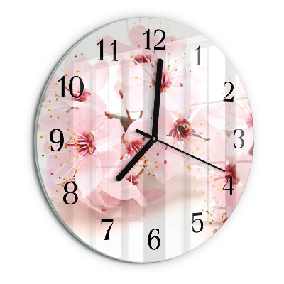 Wanduhr rund Blumen