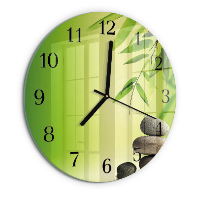 Wanduhr rund Bambussteine