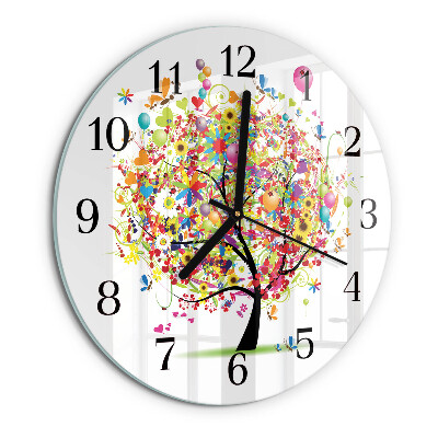 Wanduhr rund Bunter Baum