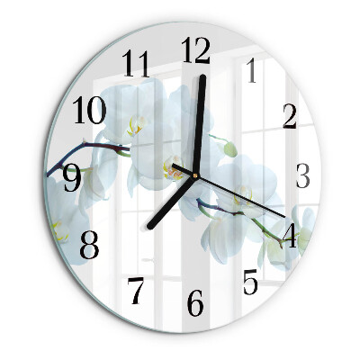 Wanduhr rund Orchidee