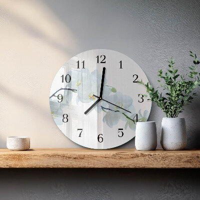 Wanduhr rund Orchidee