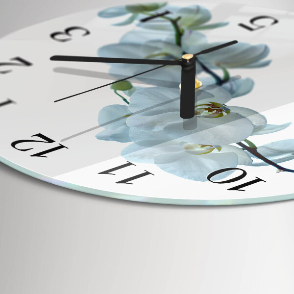 Wanduhr rund Orchidee