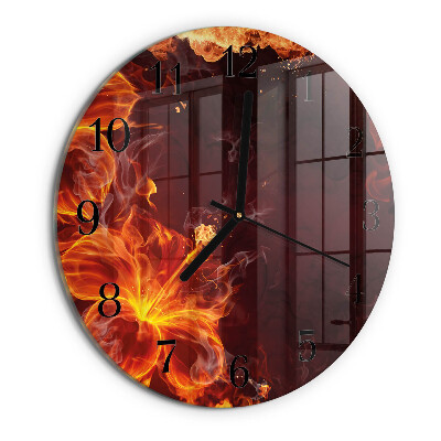 Wanduhr rund Blumen des Feuers