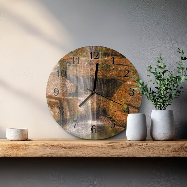Wanduhr rund Wasserfall