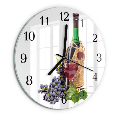 Wanduhr rund Trauben für Wein