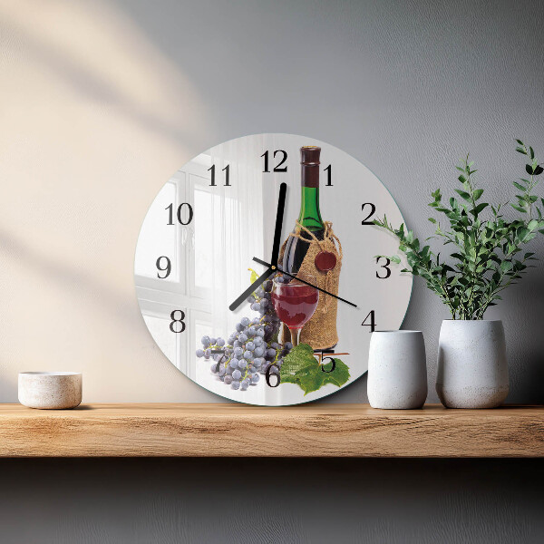Wanduhr rund Trauben für Wein