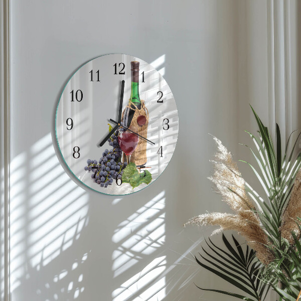 Wanduhr rund Trauben für Wein