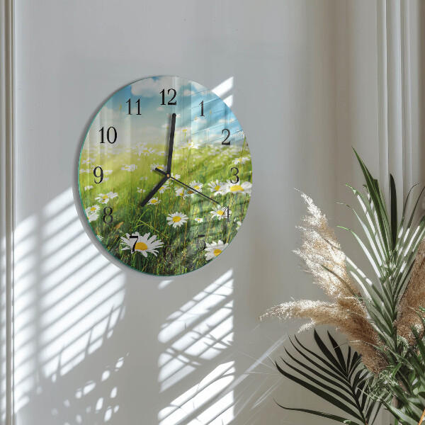 Wanduhr rund Gänseblümchen