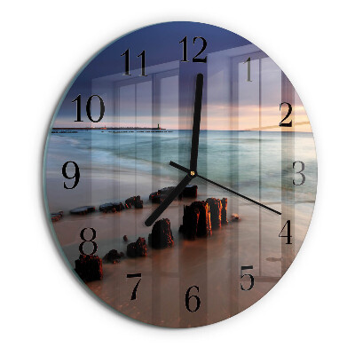 Wanduhr rund Strand Meer