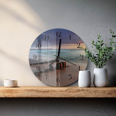 Wanduhr rund Strand Meer