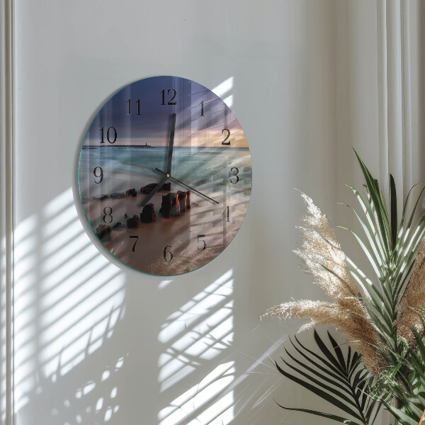 Wanduhr rund Strand Meer