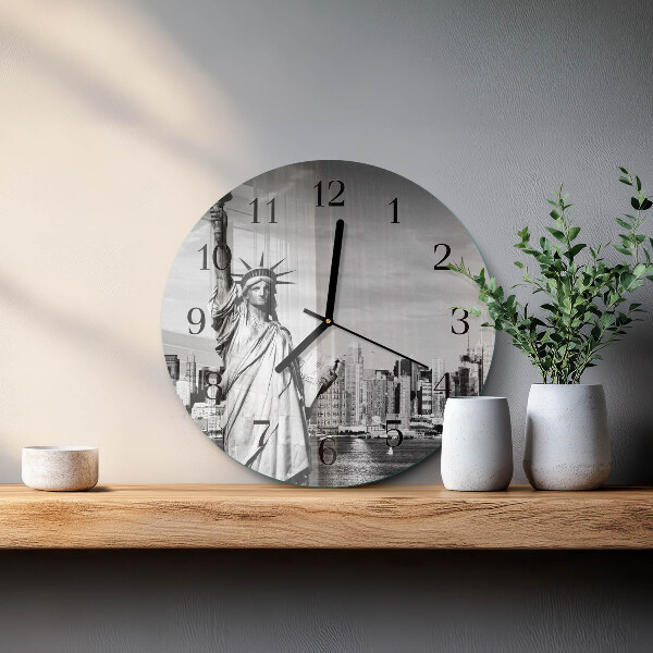 Wanduhr rund Freiheitsstatue