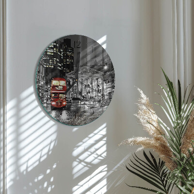 Wanduhr rund Londoner Bus