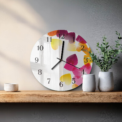 Wanduhr rund Bunte Herzen