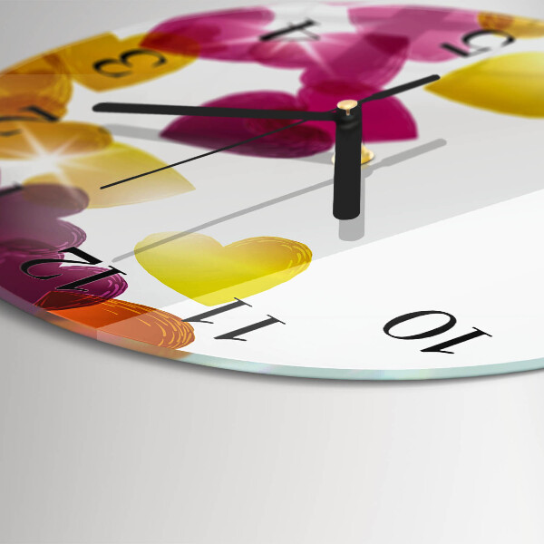 Wanduhr rund Bunte Herzen