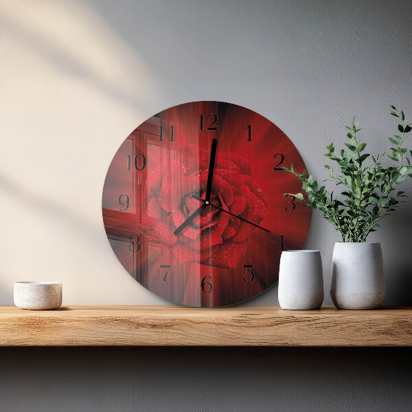 Wanduhr rund Rose