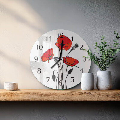 Wanduhr rund Mohn