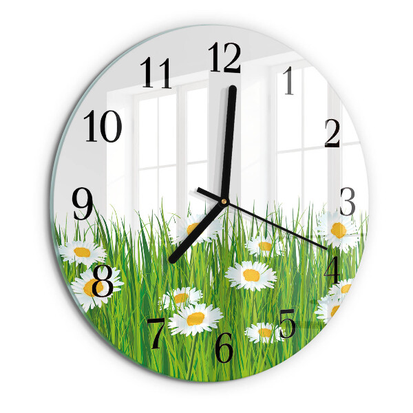Wanduhr rund Gänseblümchen
