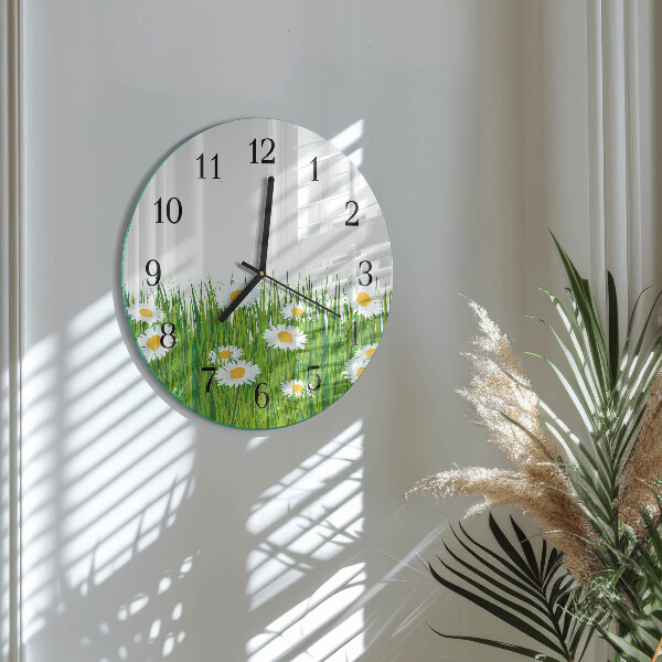 Wanduhr rund Gänseblümchen