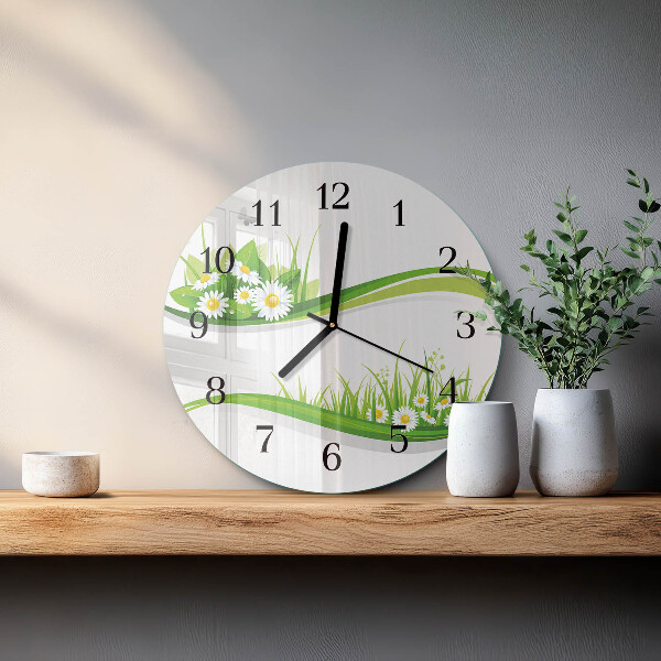 Wanduhr rund Gänseblümchen