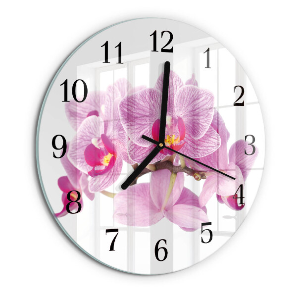 Wanduhr rund Orchideen