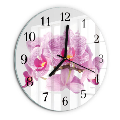 Wanduhr rund Orchideen