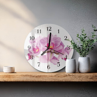 Wanduhr rund Orchideen