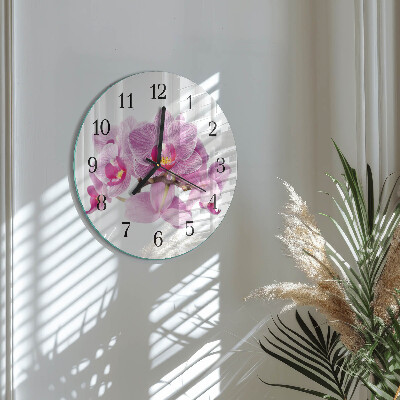 Wanduhr rund Orchideen