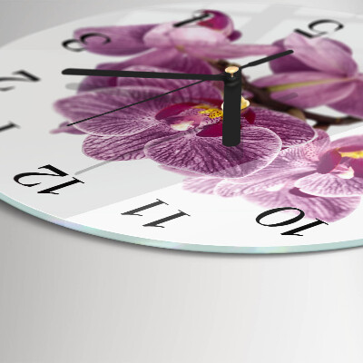 Wanduhr rund Orchideen