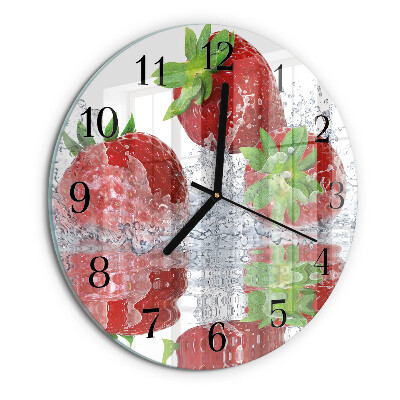 Wanduhr rund Erdbeeren