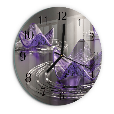 Wanduhr rund Glasblumen