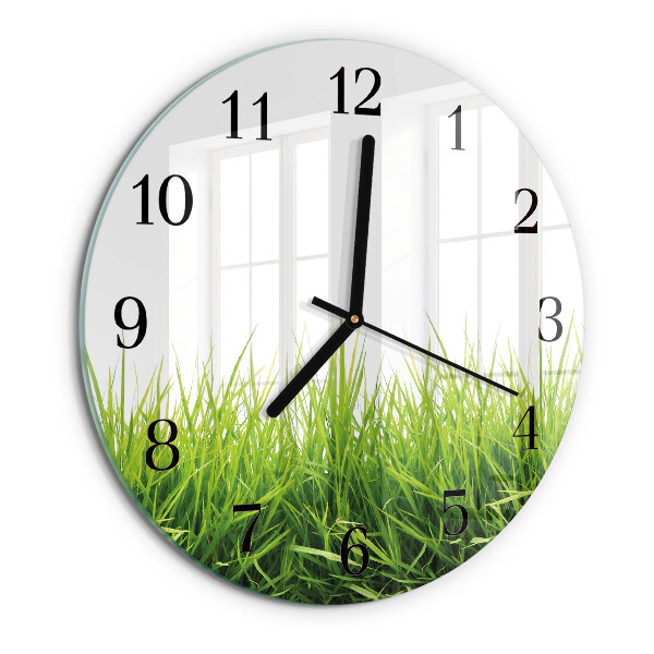 Wanduhr rund Gras