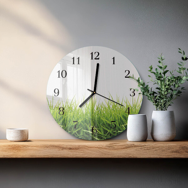 Wanduhr rund Gras