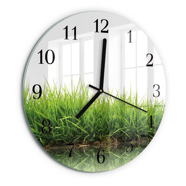 Wanduhr rund Gras