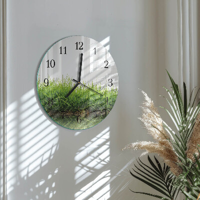 Wanduhr rund Gras