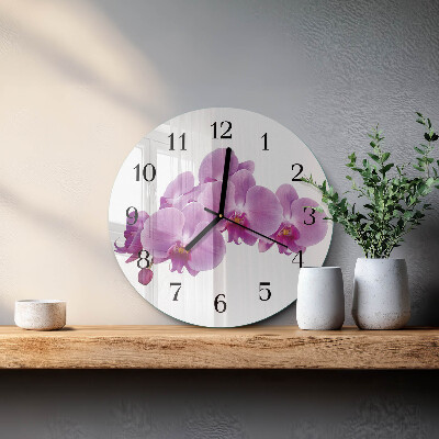 Wanduhr rund Orchidee