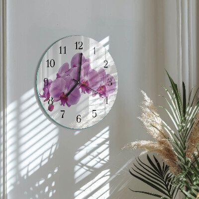 Wanduhr rund Orchidee