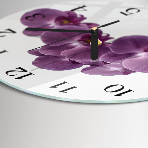 Wanduhr rund Orchidee