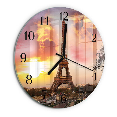 Wanduhr rund Eiffelturm Paris