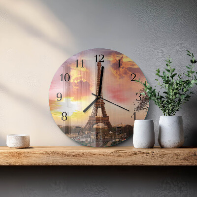 Wanduhr rund Eiffelturm Paris