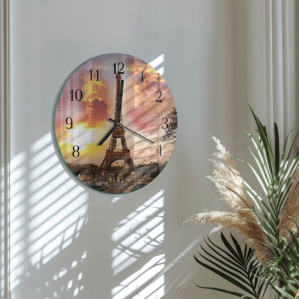 Wanduhr rund Eiffelturm Paris