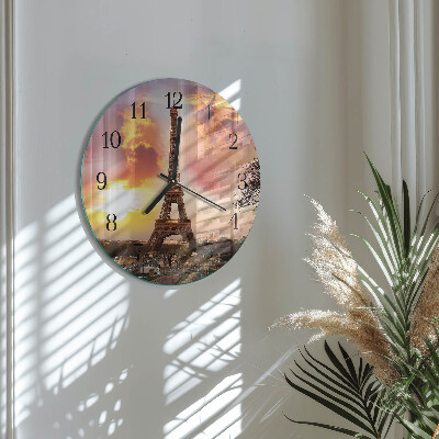Wanduhr rund Eiffelturm Paris