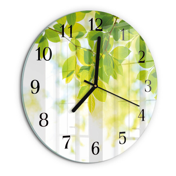 Wanduhr rund Blätter
