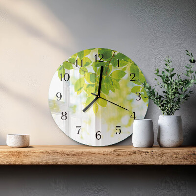 Wanduhr rund Blätter