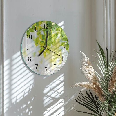 Wanduhr rund Blätter