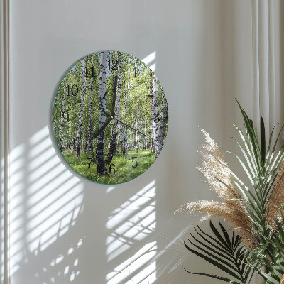 Wanduhr rund Birkenwald