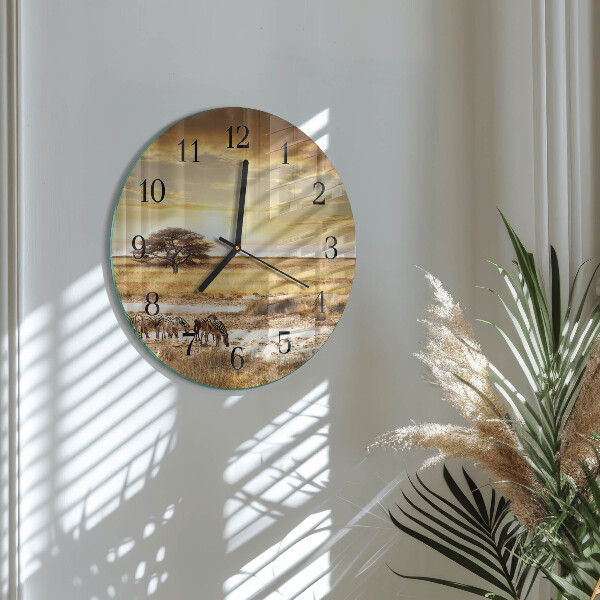 Wanduhr rund Zebras